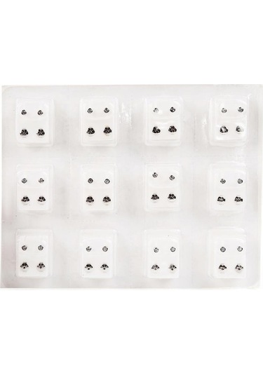 Novahub Beyaz 12 Pairs Cerrahi Çelik Kulak Çıtçıt Küpe Seti Tıbbi Küpe Delici Alet Setleri Kadın Piercing Damızlık Küpe Beyaz