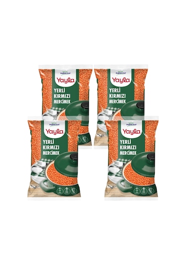Yayla Yerli Kırmızı Mercimek 1 Kg X4