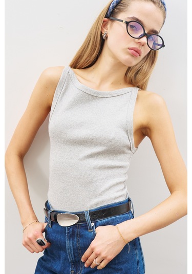 Oval Metal Tokalı Kemer Siyah Siyah