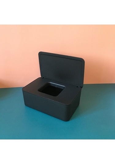 Siyah Plastik Islak Mendil Kutusu Masaüstü Saklama Kutuğu Multifonksiyonlu Toz Koruma Kapaklı Ofis Maskesi Kutusu A597 Siyah Siyah