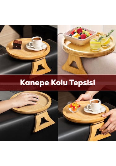 Porsima Pbt-414 Bambu Koltuk Matı Ahşap Kanepe Koltuk Kenarı Sehpa Yan Sehpa Koltuk Katlanabilir Koltuk Kenarı Tepsisi Bambu