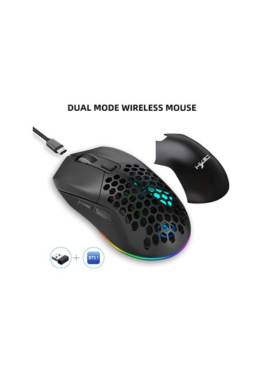 Kangvka Oyun Mouse'u: 2.4g+bt5.1 Çift Mod, 4800dpı Hassasiyet, Rgb Işık Modları, Hafif Kasa, Değiştirilebilir Arka Kapak, Siyah Diğer
