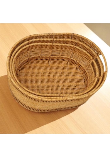 Oval Rattan Küçük Boy Sepet Hasır