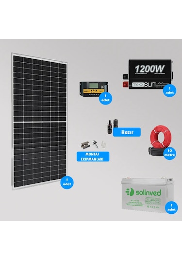 Mini Bağ Evi Ve Karavan Solar Güneş Enerji Sistemi 1200w Depolama