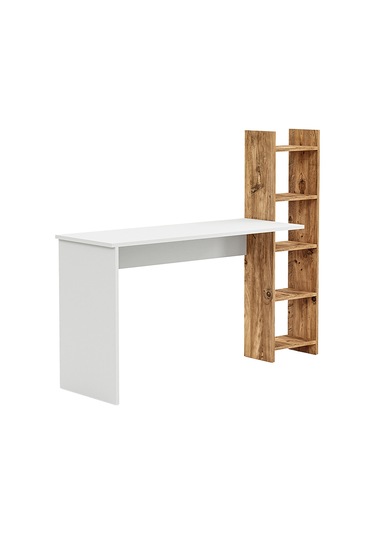 Kitaplıklı Fonksiyonel Çalışma Masası Beyaz - Atlantik Çam Atlantik Çam - Beyaz