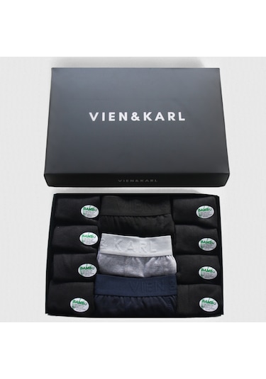 Erkek 3 Lü Kutu Siyah Gri Lacivert Likralı Boxer 8 Li Kutu Siyah Çorap Kombin