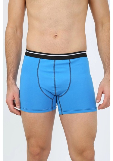 Giyim Erkek Pamuk Likralı Boxer Mavi Mavi