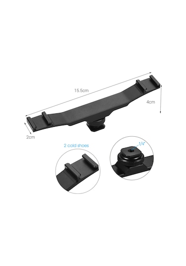 Singree Çift Soğuk Ayakkabılı Uzatma Çubuğu - Led Işık Ve Mikrofon Montajı İçin Profesyonel Kamera Aksesuarı