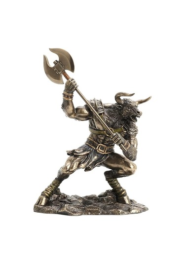 Yarı İnsan Yarı Boğa Mitolojik Canavar Minotor Heykel Biblo Dekor