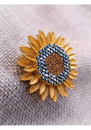 Villovatik Büyük Ayçiçeği Broş 189765734 Turuncu