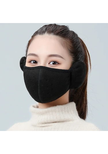 Yuntech01 Kışa Özel Unisex Polar Kulaklık Maske - Yumuşak, Rüzgar Geçirmez Ve Isıtıcı Siyah