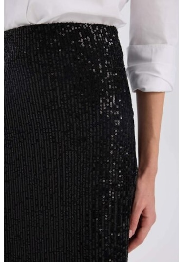 DeFacto A Kesim Normal Bel Payetli Kumaş Maxi Etek E2440AX24WNBK27 Siyah