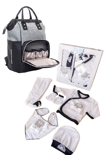 Bebek Bakım Çantası Ve 5 Parça Hastane Çıkışı İkili Set Siyah