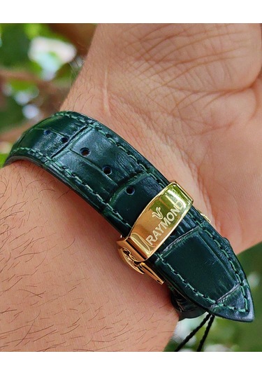 Raymond Yeşil İskelet Otomatik Erkek Kol Saati Altın