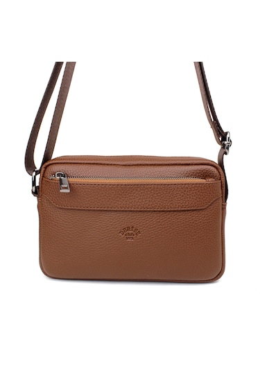 Unisex Taba Orta Boy Askılı Postacı Omuz Çantası Taba