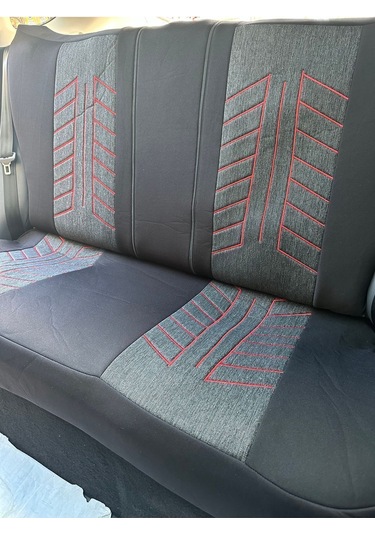 Argalı Fiat Doblo Araca Uygun Oto Koltuk Kılıfı Üniversal Keten Ve Suni Deri Cepli Oto Koltuk Kılıf Kırmızı