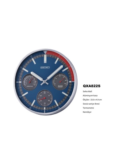 Seiko Clocks Qxa822s Termometre Ve Nemölçer Dekoratif Duvar Saati Çok Renkli