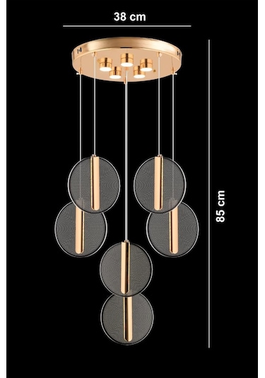 İstanbul Avize Parla 6'lı Gold Sarkıt Kumandalı Üç Renk Led Lüx Modern Ledli Avize