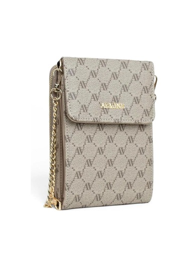 Armine Kadın Çanta, Zincir Askılı Abiye Omuz Çantası 266 Vizon Noktalı Vizon