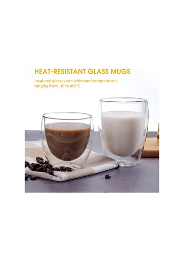 Xiyyadms 350ml Borosilikat Cam, Isı Dayanıklı Çift Duvarlı, Soğuk-ısıtma Saklar, Ev-ofis Restoran Kullanıma Uygun