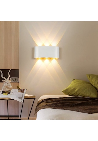 Uranüs Gün Işığı Ledli Dekoratif Işık Süzmeli Iç Dış Mekan Bahçe Balkon Teras Salon Aplik Beyaz