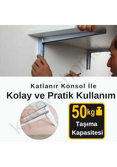 Kydoniahome 45X72 Cm Ahşap Desenli Duvara Monte Kırma Katlanır Masa