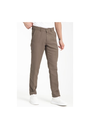 Classics Men Caserta Regular Fit Erkek Armürlü Keten Pantolon - 7635 Sütlü Kahve