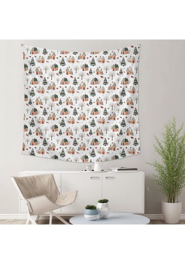 Noel Desenli 59x59 İnç Kare Duvar Halısı, Oturma Odası, Yatak Odası Ve Genç Odası İçin-a171