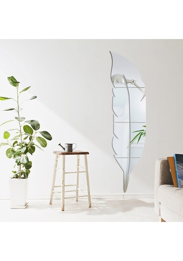 Tenfowee 3d Tüy Desenli Ayna Duvar Çıkartması - Kolay Yapıştırma, Zarif Dekor 120x30cm Gümüş