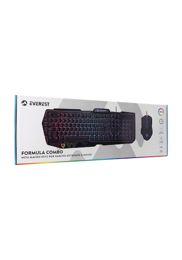 Everest KM-6168 Formula Combo USB 3 Makro Tuşlu RGB Q Oyuncu Klavye Mouse Set