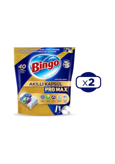 Bingo Akıllı Kapsül Pro Max Bulaşık Makinesi Deterjanı 2 x 40 Tablet