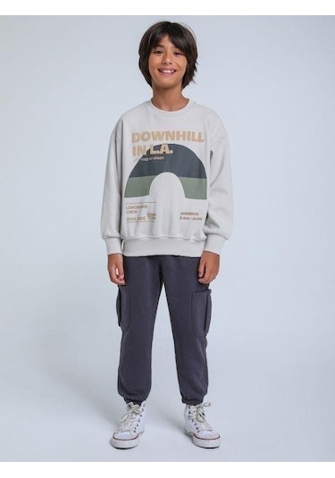 Jack Lions Erkek Bebek Downhill Yazılı Sweatshirt-14342 Gri