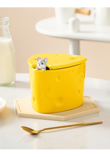 Lyon Seramik Fincan Kupa Yaratıcah Ve Fincanıkahvaltı Peyniri Su Bardağı Sarı