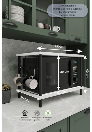 Çok Amaçlı Mikrodalga Dolabı Beyaz Tezgah Üstü Düzenleyici, Raflı Fırın Standı Beyaz