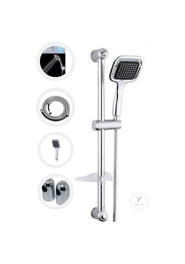 Yayke Kare Sürgülü Duş Takımı Seti Duş Hortumu Ve Duş Başlığı