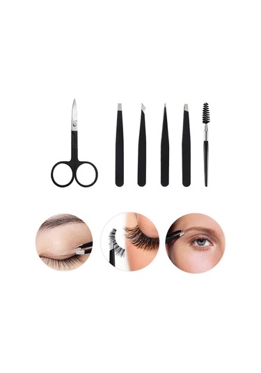 Sones 6'sı 1 Arada Paslanmaz Çelik Kaş Düzeltme Seti Siyah