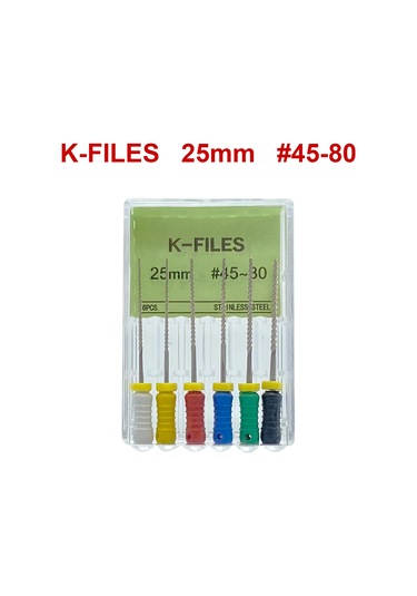 21mm/25mm/31mm 6 Adet/paket K Dosyaları Paslanmaz Çelik Diş Endodontik Aletler Diş Kök Kanal Dosyaları Araçları Açık Mavi Chına