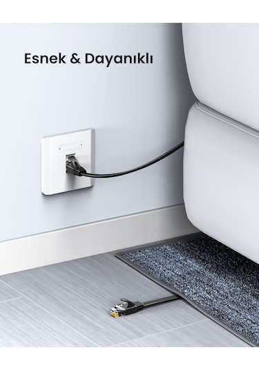 Ugreen Cat6 Flat Ethernet Kablosu, 3 Metre, Siyah, 50175 -