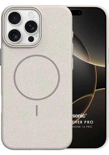 Microsonic İphone Uyumlu 16 Pro Kılıf Magleather Pro Bej -