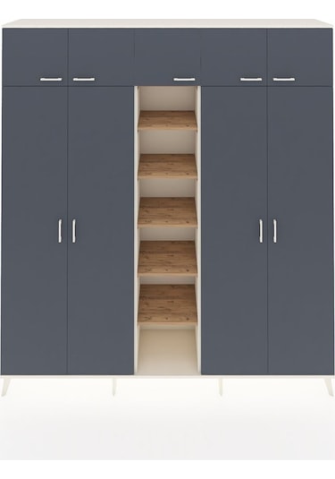 Hyperion Dolap 12 Raflı 9 Kapaklı 2 Askılı 220x44x243 Aytaşı-antrasit/çam Antrasıt/atlas Çam