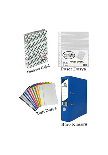 Masa Üstü Ofis Paketi 18 Parça Fotokopi Kağıdı Metal Evrak Rafı Metal Kalemlik Zımba Makinesi Teli Delegeç Çöp Kovası Küp Notluk