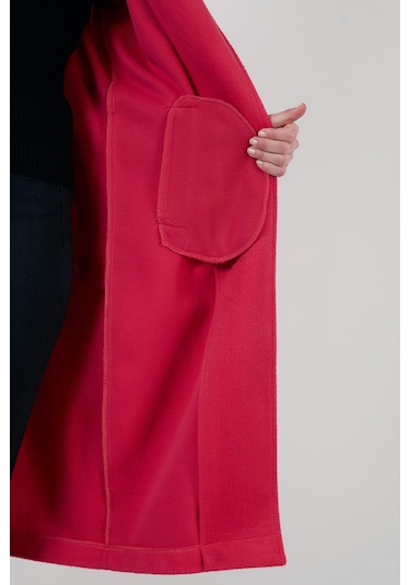Lela Oversize Kemerli Cepli Kışlık Bayan Kaban 42190454 Fuşya