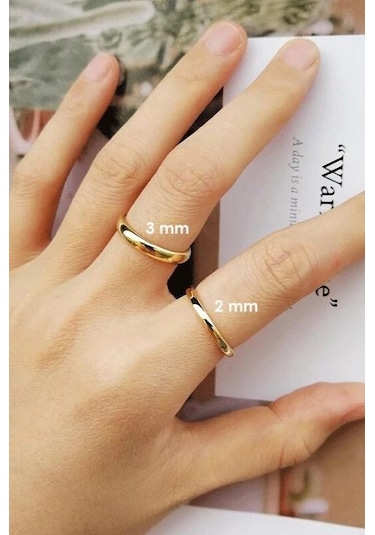 3Mm Ince Bombeli Parlak Çelik Alyans Yüzük Cl27 553609693 Gümüş