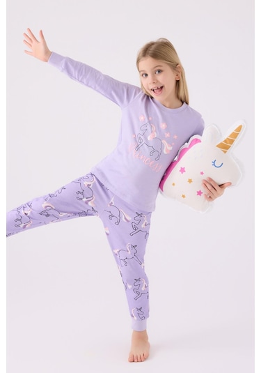 Roly Poly 3477 Princess Kız Çocuk Lila Uzun Kol Pijama Takım Lila