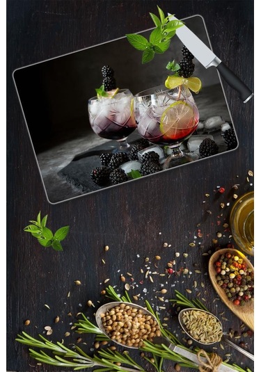 Böğürtlen Cam Kesme Tahtası - Cam Kesme Tablası 30 Cm X 40 Cm