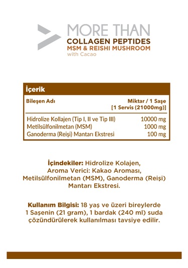 More Than Peptıdes MSM & Reıshı Mushroom Collegen 30 Saşe