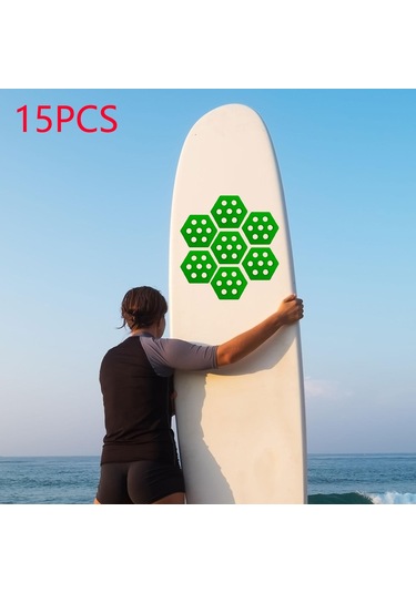 Suntek 15 Adet Altıgen Sörf Tahtası Çekiş Pedleri Yeşil