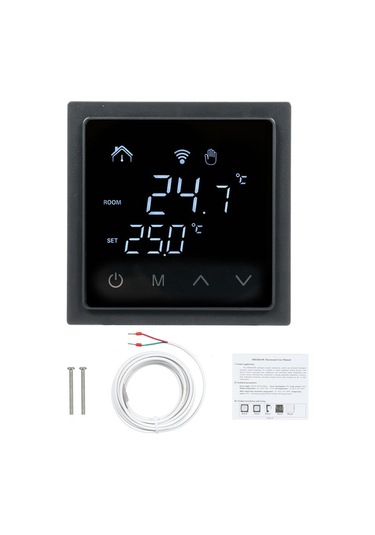 Hallow Oda Termostatı Akıllı Termostat 16a Yerden Isıtma Siyah