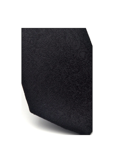 Şal Desenli Siyah Dokuma Kumaş Mendilli Slim Fit Kravat // Sdk-2508-1 Siyah
