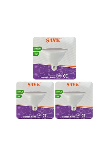 3 Adet Şavk 11w 6500k Beyaz Işık Par30 E27 Duylu Kalın Duy Led Spot Ampul